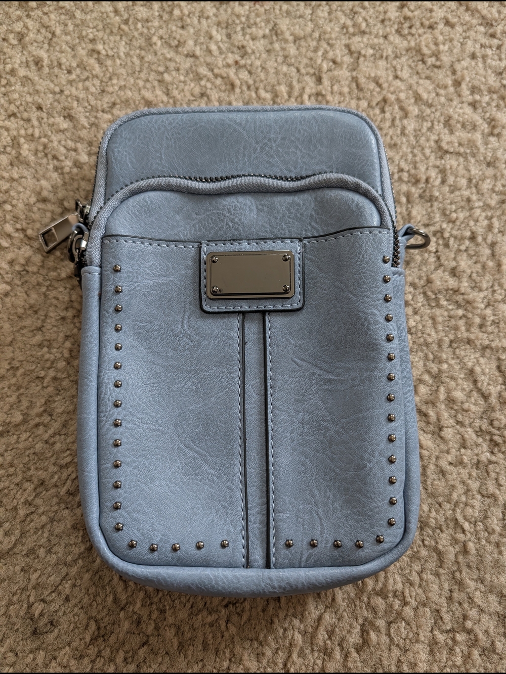 Sam & Hadley Light Blue Studded Crossbody Phone Bag